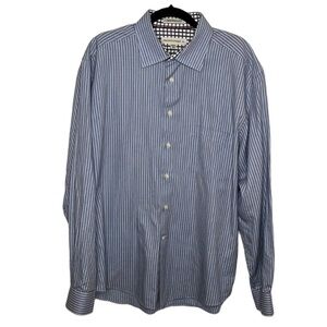 Pronto Uomo Modern Fit Blue Red Striped Cotton Dress Shirt Sz XL